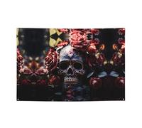 WZYCWB Striscione per feste con scheletro e rose, perfetto per compleanni, feste di Natale, lauree e anniversari.