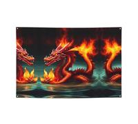 WZYCWB Striscione per feste con stampa Dragon King in Fire, 119,4 x 180,3 cm, perfetto per compleanni, vacanze, lauree e anniversari.