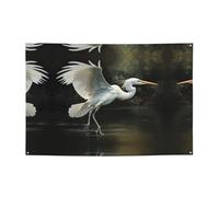 WZYCWB Striscione per feste di airone bianco per compleanni, canti natalizi, lauree e anniversari.