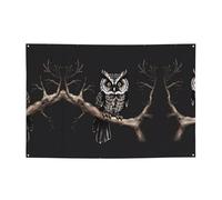 WZYCWB Striscione per feste stampato con gufo notturno, 119,4 x 180,3 cm, perfetto per compleanni, vacanze, lauree e anniversari.