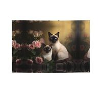 WZYCWB Striscione siamese per feste con motivo gatto seduto, perfetto per compleanni, feste di Natale, lauree e anniversari.