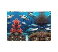 WZYCWB Striscione stampato per feste con corallo di squalo sottomarino, 119,4 x 180,3 cm, perfetto per compleanni, vacanze, lauree e anniversari.