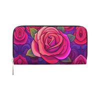 WZYCWB Sunflower Avatar Pochette in pelle portafogli con cerniera e porta carte sono perfetti per i viaggi o l'uso quotidiano, Rose viola rossastre, Taglia unica