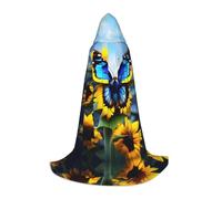 WZYCWB Sunflower Blue Butterfly L - Mantello con cappuccio con motivo a farfalla, per feste e feste