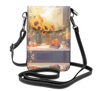 WZYCWB Sunflowers under the windowsill borsa a tracolla in pelle leggera borsa a tracolla donna borsa cellulare portafoglio borsa da viaggio con scomparti per carte di credito