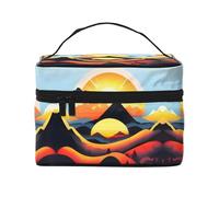 WZYCWB Sunrise Mountain, grande trousse per cosmetici da donna, portatile, di grande capacità, borsa da viaggio per ragazze, nera, taglia unica, nera, taglia unica, Nero , Taglia unica