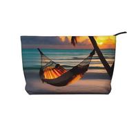 WZYCWB Sunset amaca da spiaggia in velluto a coste, borsa da donna portatile con cerniera, adatta per viaggi e conservazione quotidiana, cosmetici