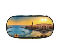 WZYCWB Sunset in Barcelona - Astuccio multifunzione, portatile e resistente, per ufficio e scuola, Nero , Taglia unica, Beauty Case