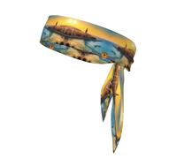 WZYCWB Sunset in Barcelona - Fascia per capelli con stampa, per uomo e donna, per giocare a palla, jogging mattutino, sport all'aria aperta