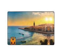 WZYCWB Sunset in Barcelona - Tappeto in flanella con motivo tramonto a Barcellona, 203 x 147 cm, super morbido