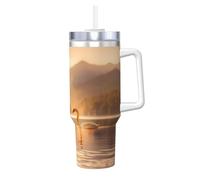 WZYCWB Swan in the Lake Pattern Ice Cup - Tazza sottovuoto a doppio strato in acciaio inox da 1,18 l, a prova di perdite e portatile