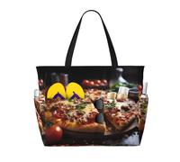 WZYCWB Tantalizing Salsiccia Pizza Stampato spiaggia borsa da viaggio per nuoto e fitness/supermercato shopping/vacanza al mare