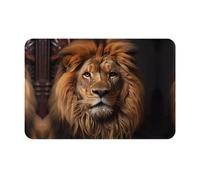 WZYCWB Tappetino di benvenuto stampato con lo sguardo del leone 40,6 x 61 cm, adatto per bagno, soggiorno, balcone, porta d'ingresso