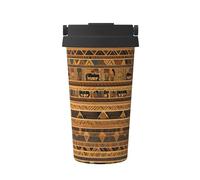 WZYCWB Tazza da caffè portatile stampata con affreschi egiziani - appositamente progettata per gli amanti del caffè, adatta per auto, ufficio e uso esterno!