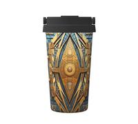 WZYCWB Tazza da caffè portatile stampata con affresco geometrico - appositamente progettata per gli amanti del caffè, adatta per auto, ufficio e uso esterno!