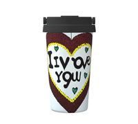 WZYCWB Tazza da caffè portatile stampata con confessioni d'amore - appositamente progettata per gli amanti del caffè, adatta per auto, ufficio e uso esterno!
