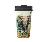 WZYCWB Tazza da caffè portatile stampata con elefanti geometrici, appositamente progettata per gli amanti del caffè, adatta per auto, ufficio e uso esterno!