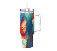WZYCWB Tazza di ghiaccio colorata con motivo di volpi - tazza sottovuoto a doppio strato in acciaio inox da 1,18 l, a prova di perdite e portatile