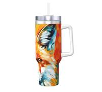 WZYCWB Tazza di ghiaccio colorata con motivo volpi - tazza sottovuoto a doppio strato in acciaio inox da 1,18 l, a prova di perdite e portatile