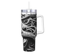 WZYCWB Tazza di ghiaccio Graffiti Black and White Pattern - Tazza sottovuoto a doppio strato in acciaio inox da 1,18 l, a prova di perdite e portatile