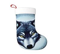 WZYCWB Testa di lupo feroce Stampa calze natalizie, appese al caminetto, sono perfette per contenere regali e dolci.