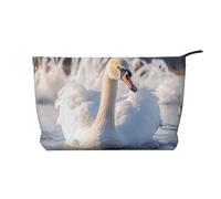 WZYCWB The Angry Lion. Borsa per cosmetici stampata, perfetta per viaggi di lavoro e viaggi., Cigni bianchi che nuotano, Taglia unica