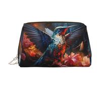 WZYCWB The deep-Eyed Leopard Printed Leather Cosmetic Bag - Borsa per cosmetici elegante e portatile, Colibrì, Taglia unica