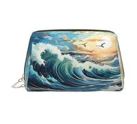 WZYCWB The Deep Ocean - Trousse in pelle con motivo oceano, perfetta per portare a mano o organizzare la casa, Gabbiano Barca a vela Wave, Taglia unica