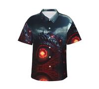 WZYCWB The Devil's Eye, camicia da uomo a maniche corte con stampa, stile hawaiano, camicia estiva da viaggio, S-3XL, nero, XL