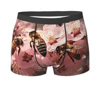 WZYCWB The hard-working bee - Boxer da uomo con stampa, comodi e traspiranti, morbidi ed elastici, nero, Small