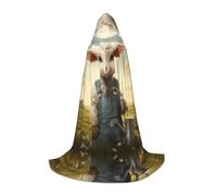 WZYCWB The Lamb with the kettle.Print L Hooded Cape | Cosplay Costume, Halloween Anime Party Prop