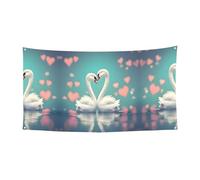 WZYCWB The Swan in Love - Bandiera da appendere per eventi e feste, 70 x 35, per interni ed esterni, da appendere
