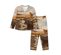 WZYCWB The tiger is strong. Stampa Pigiama da donna a maniche lunghe, 2 pezzi, morbido e caldo, per autunno e inverno, Nero , XXL