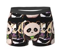 WZYCWB Three Panda Boxer da uomo (S-XXL) - tessuto elastico leggero, traspirante, assorbe il sudore, elasticizzato, Nero, S