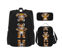 WZYCWB Tiger Cub Campus Life Zaino Set (3 pezzi) - Zaino per la scuola + astuccio + borsa per il pranzo, soddisfa tutte le esigenze quotidiane degli studenti