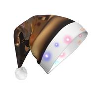 WZYCWB Topi Cappelli da Babbo Natale per adulti, regali di festa di Natale in peluche, cappelli unisex per Capodanno con luce LED