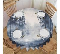 WZYCWB Tovaglia rotonda stampata con foresta nella nebbia, protezione per tavolo da festa, diametro 152,4 cm, adatta per interni ed esterni o sala da pranzo o decorazione.