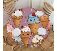 WZYCWB Tovaglia rotonda stampata con gelato, protezione per la tavola per feste, diametro 152,4 cm, adatta per interni ed esterni o sala da pranzo o decorazione.