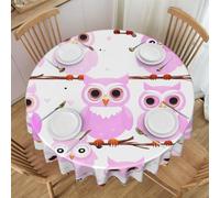 WZYCWB Tovaglia rotonda stampata con simpatico gufo, protezione per la tavola per feste, diametro 152,4 cm, adatta per interni ed esterni, sala da pranzo o decorazione.