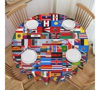 WZYCWB Tovaglia rotonda stampata con varie bandiere, protezione per la tavola per feste, diametro 152,4 cm, adatta per interni ed esterni o sala da pranzo o decorazione.