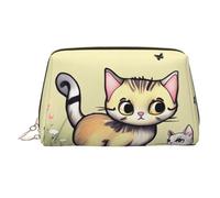 WZYCWB Trousse in pelle con motivo gatto e farfalla, perfetta per il trasporto o l'organizzazione della casa, Gatto e farfalla., Taglia unica