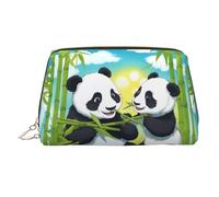 WZYCWB Trousse in pelle stampata cammello camminando - elegante e portatile borsa per cosmetici, Due panda felici, Taglia unica