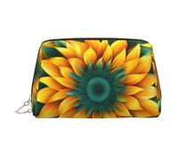 WZYCWB Trousse per cosmetici in pelle stampata con gatto grigio seduto, elegante e portatile, Girasole giallo-verde, Taglia unica
