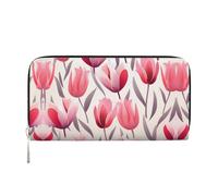 WZYCWB Tulip Illustration Pochette in pelle portafogli con cerniera e porta carte sono perfetti per i viaggi o l'uso quotidiano, Illustrazione di tulipano, Taglia unica