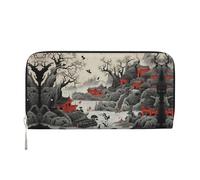 WZYCWB Tulip Illustration Pochette in pelle portafogli con cerniera e porta carte sono perfetti per i viaggi o l'uso quotidiano, Pittura di paesaggio tradizionale, Taglia unica
