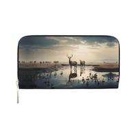 WZYCWB Tulip Illustration Pochette in pelle portafogli con cerniera e porta carte sono perfetti per i viaggi o l'uso quotidiano, Fiume Tranquil, Taglia unica