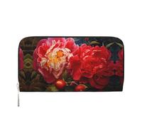 WZYCWB Tulip Illustration Pochette in pelle portafogli con cerniera e porta carte sono perfetti per i viaggi o l'uso quotidiano, Peonie Albero, Taglia unica