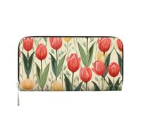 WZYCWB Tulip Illustration Pochette in pelle portafogli con cerniera e porta carte sono perfetti per i viaggi o l'uso quotidiano, Modello illustrazione tulipano, Taglia unica