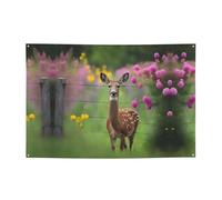 WZYCWB Un bellissimo striscione per feste con motivo cervo, perfetto per compleanni, feste di Natale, lauree e anniversari.