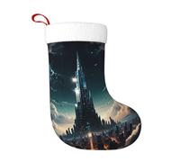 WZYCWB Un nucleo da sogno della città Stampe calze natalizie, appese al caminetto, sono perfette per contenere regali e dolci.